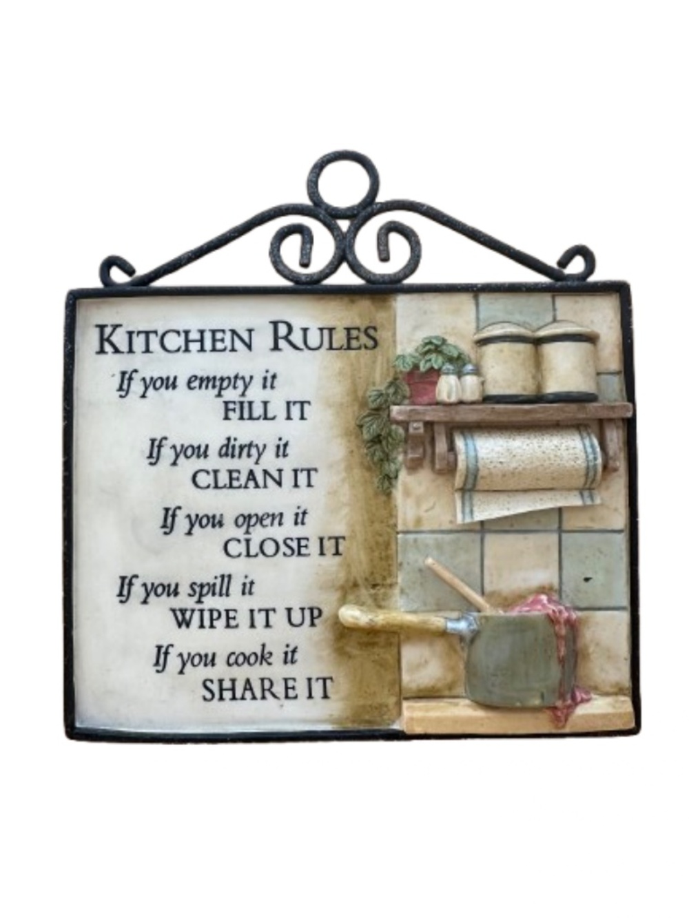 History & Heraldry Vintage Style Kitchen Rules Multicolored Plaque Wall Decor